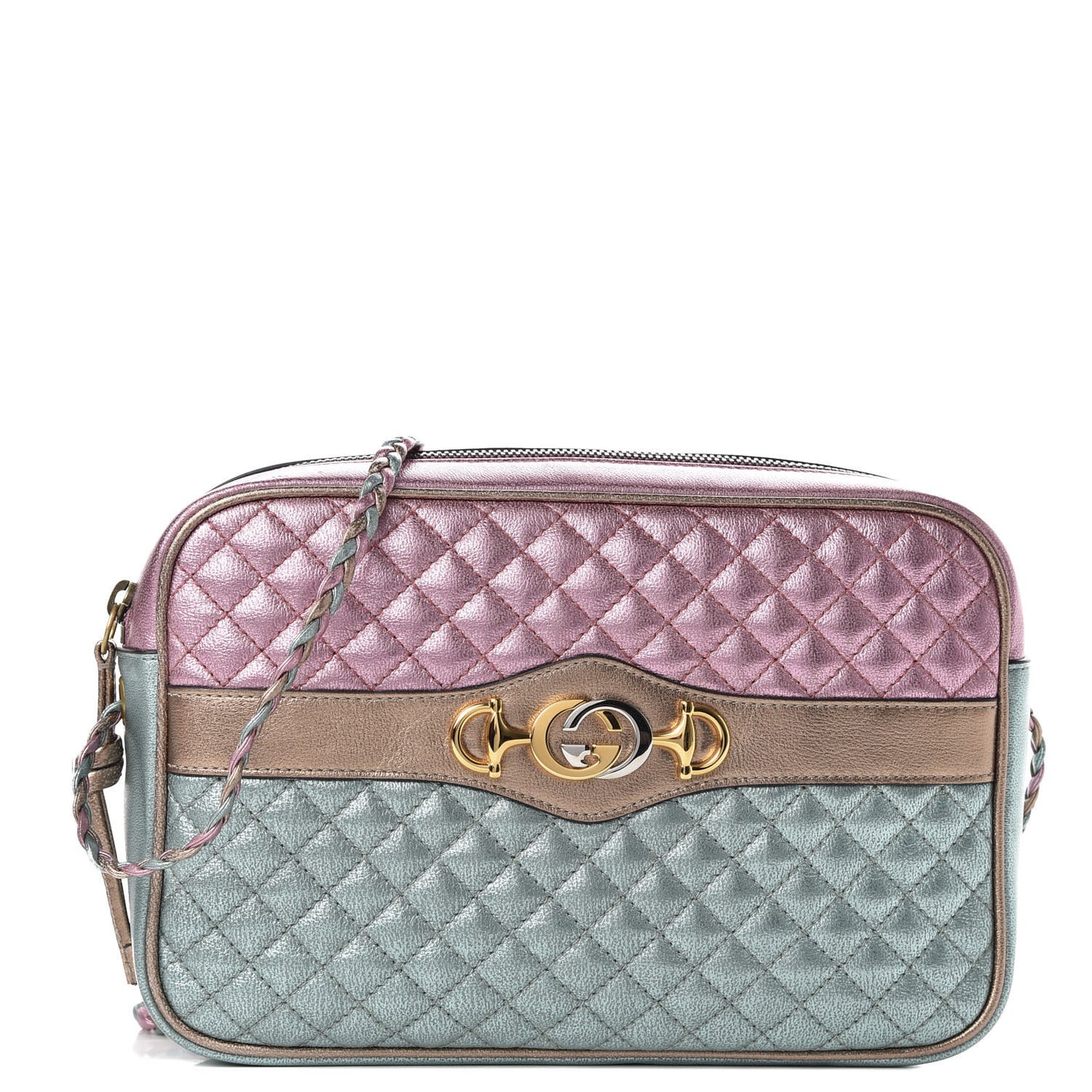 Laminated Nappa Trapuntata Small Zumi Shoulder Bag Rosa Lago Rame