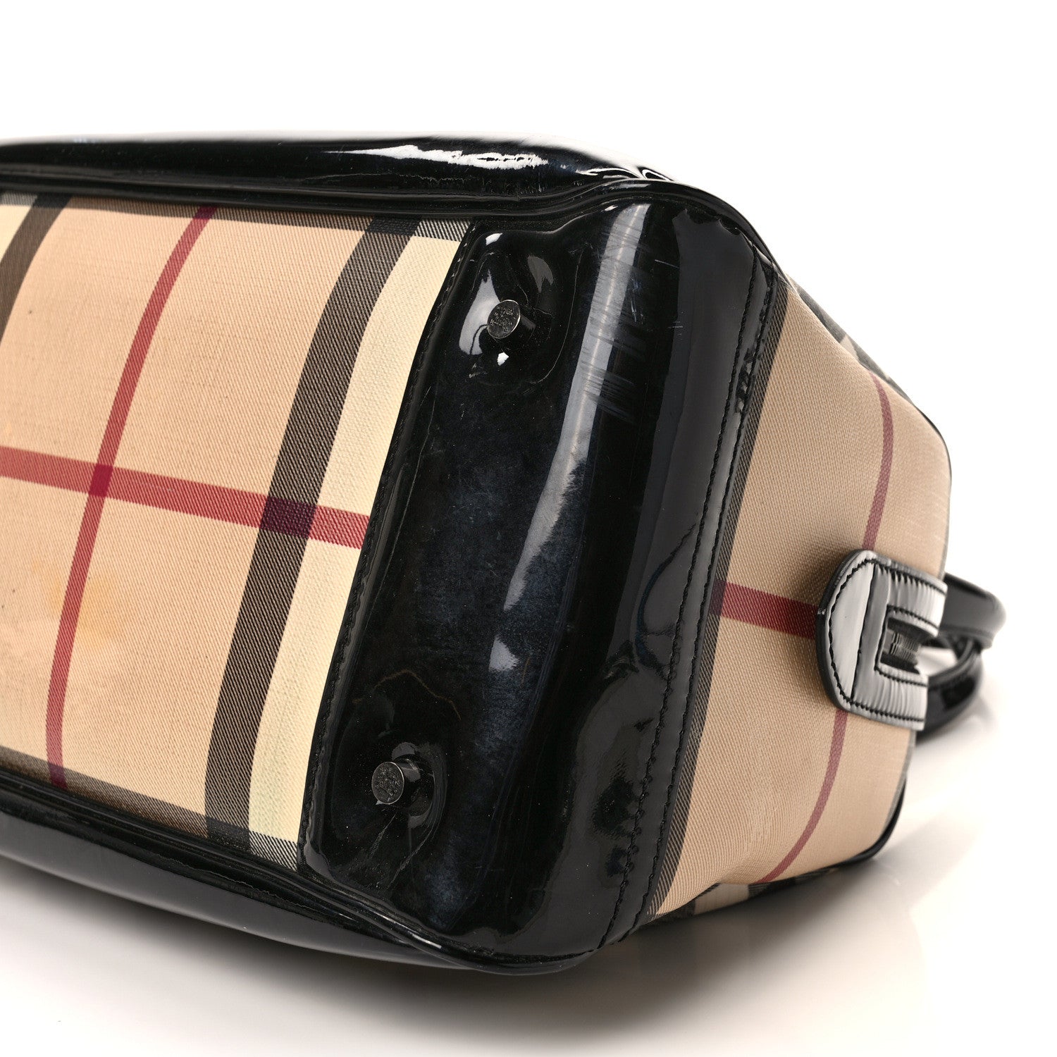 Burberry Supernova Check Patent Bowling Bag Black 10 of 14