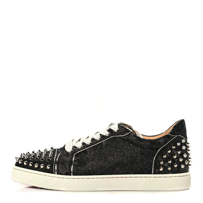Christian Louboutin Crosta CometeSpikes Womens Vieira 2 Flat Crosta Comete Sneakers 40 Black Silver 1 of 9