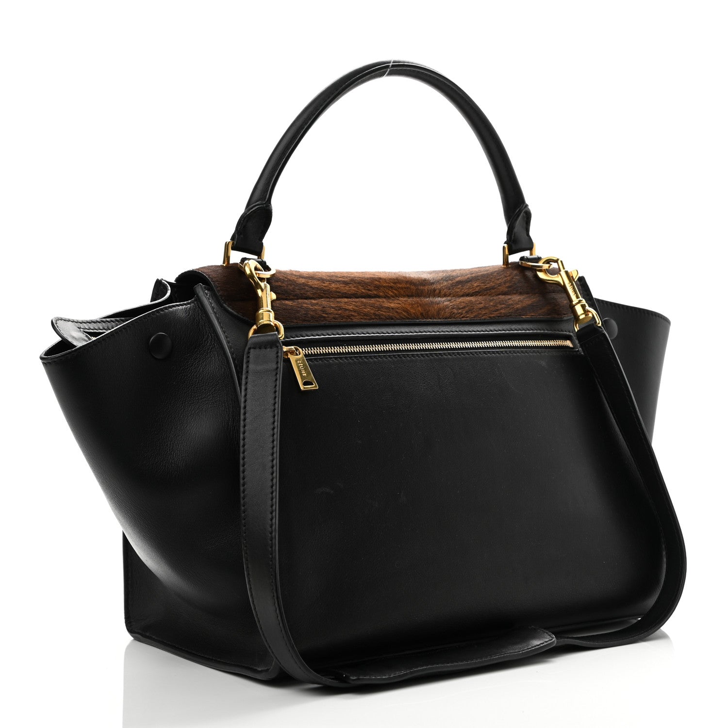 Celine Shaded Pony Hair Calfskin Medium Trapeze Brown 3 of 16