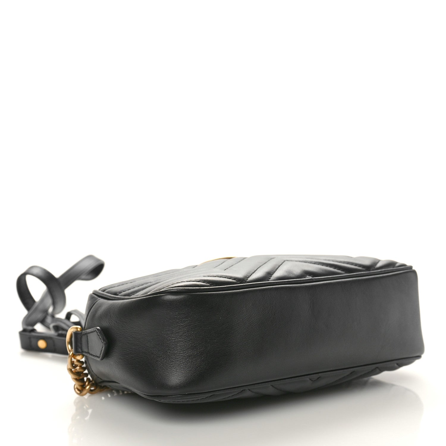 Gucci Calfskin Matelasse Small GG Marmont Chain Shoulder Bag Black 4 of 10