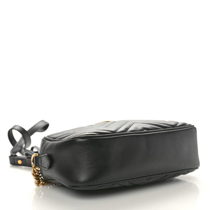 Gucci Calfskin Matelasse Small GG Marmont Chain Shoulder Bag Black 4 of 10