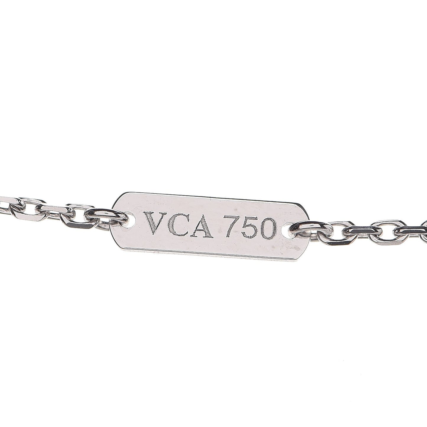 18K White Gold Mother of Pearl Vintage Alhambra Pendant Necklace