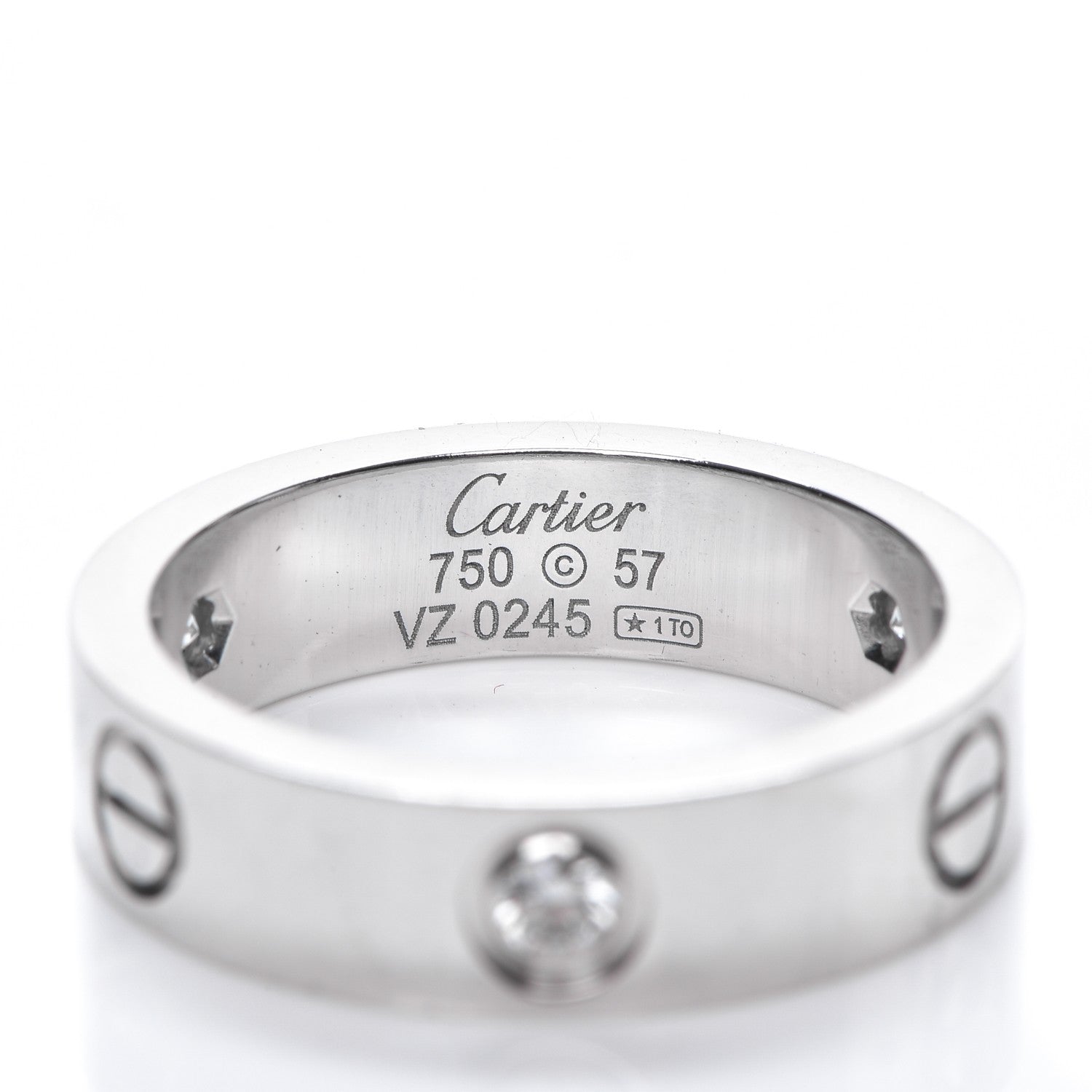 Cartier 18K White Gold 3 Diamond 5.5mm LOVE Ring 57 8 4 of 7