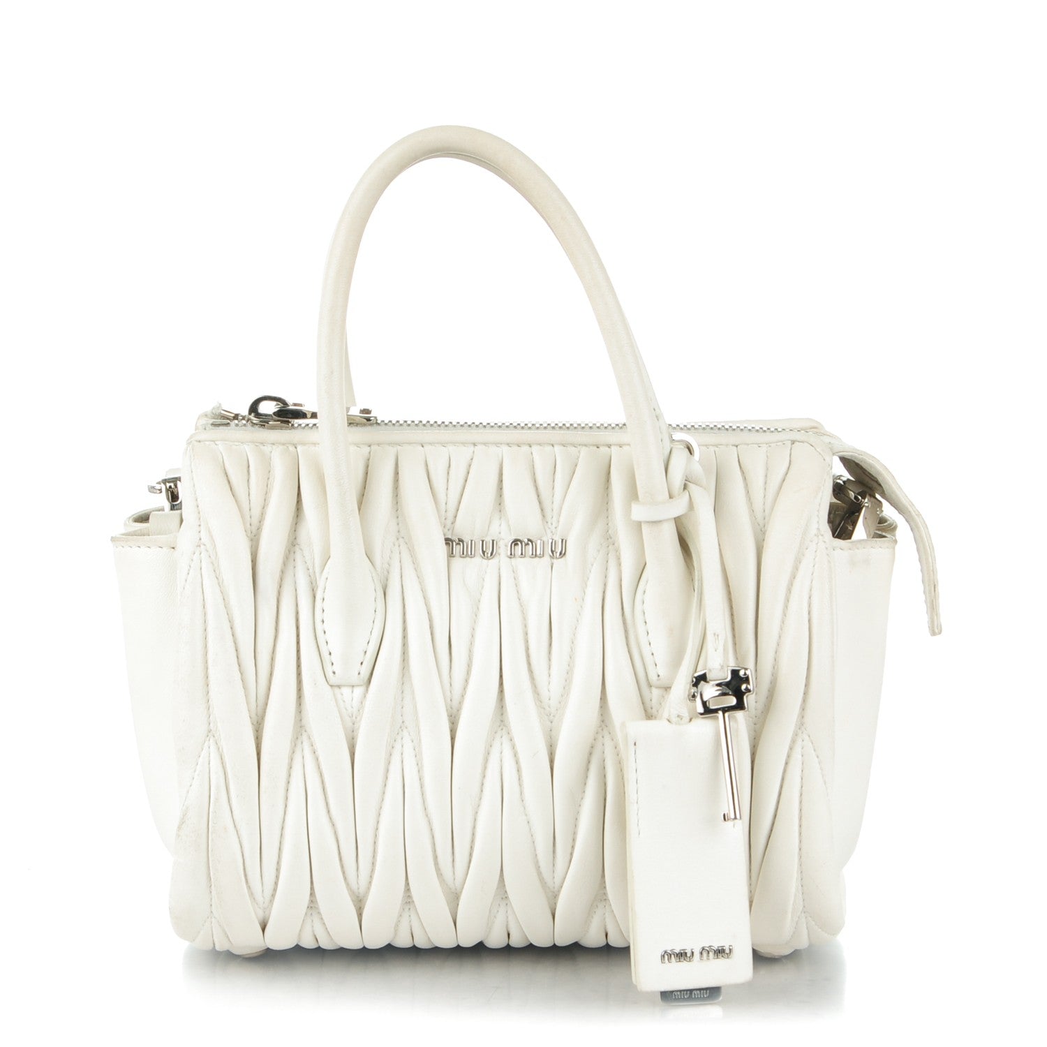 Miu Miu Nappa Matelasse Lux Mini Crossbody Tote Bianco 1 of 9