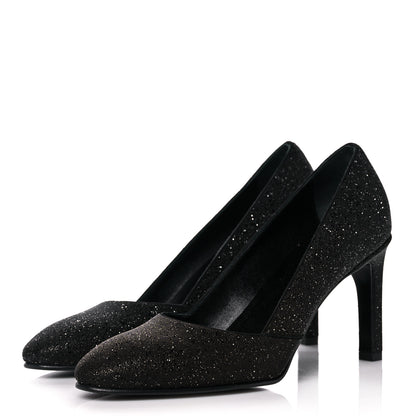Hermes Suede Goatskin Crystal Powder Pumps 38.5 Black 3 of 10