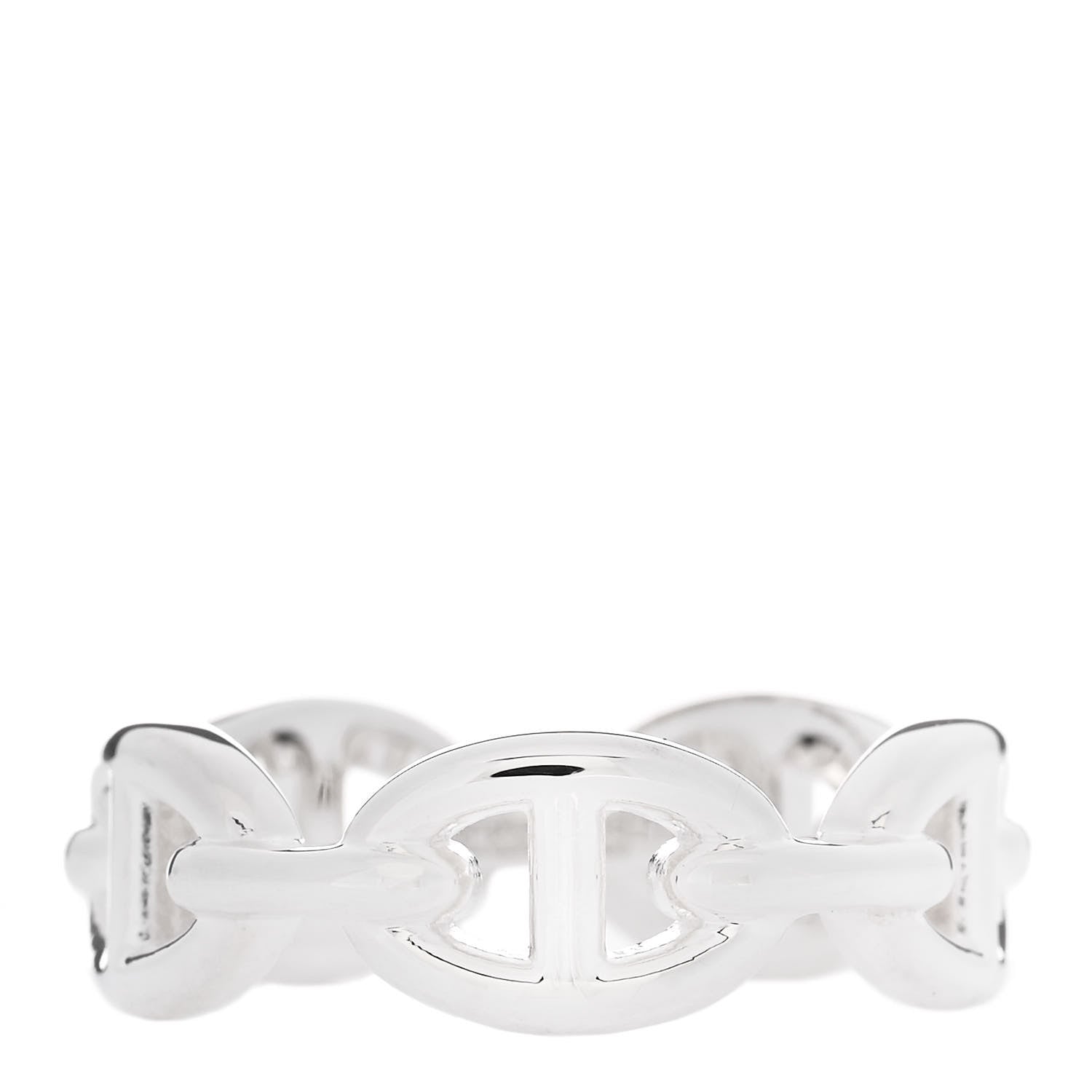 Hermes Sterling Silver PM Chaine d'Ancre Enchainee Band Ring 55 7.25 1 of 9