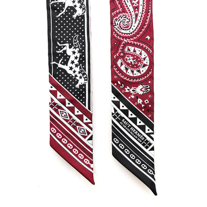 Hermes Silk Cheval De Coeur Bandana Twilly Bourgogne Black White 2 of 4