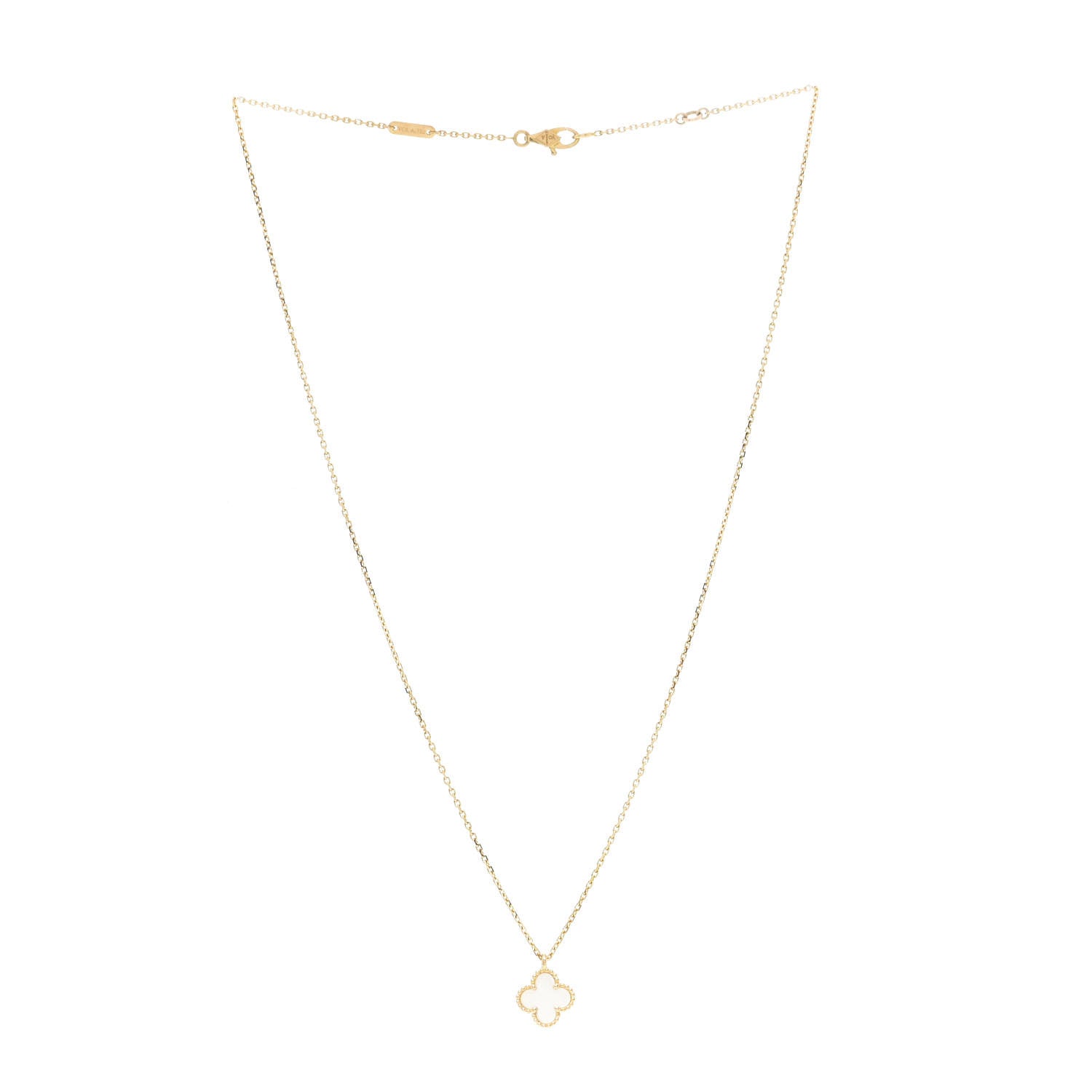 Van Cleef & Arpels 18K Yellow Gold Mother of Pearl Sweet Alhambra Pendant Necklace 3 of 6
