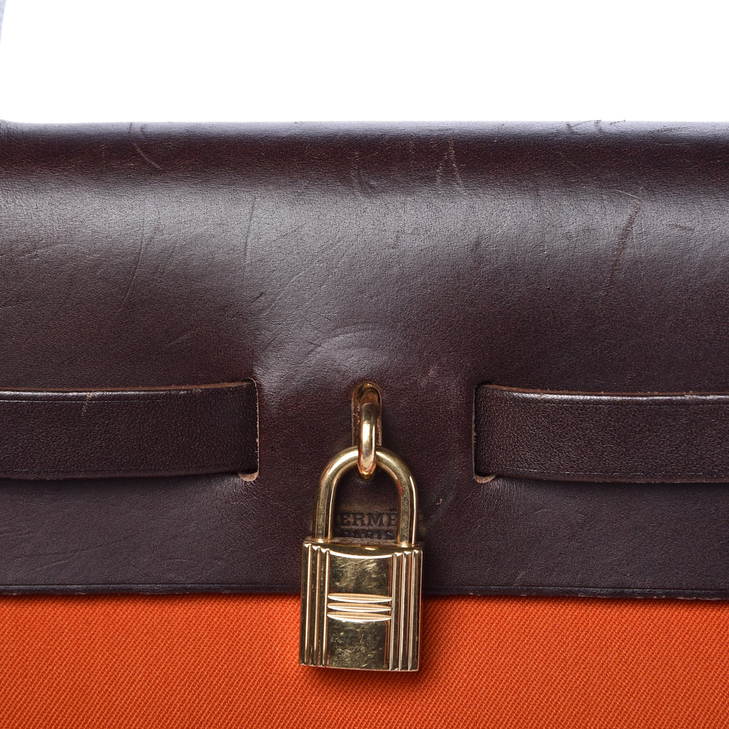 Toile Vache Calfskin Herbag 30 PM Orange Red