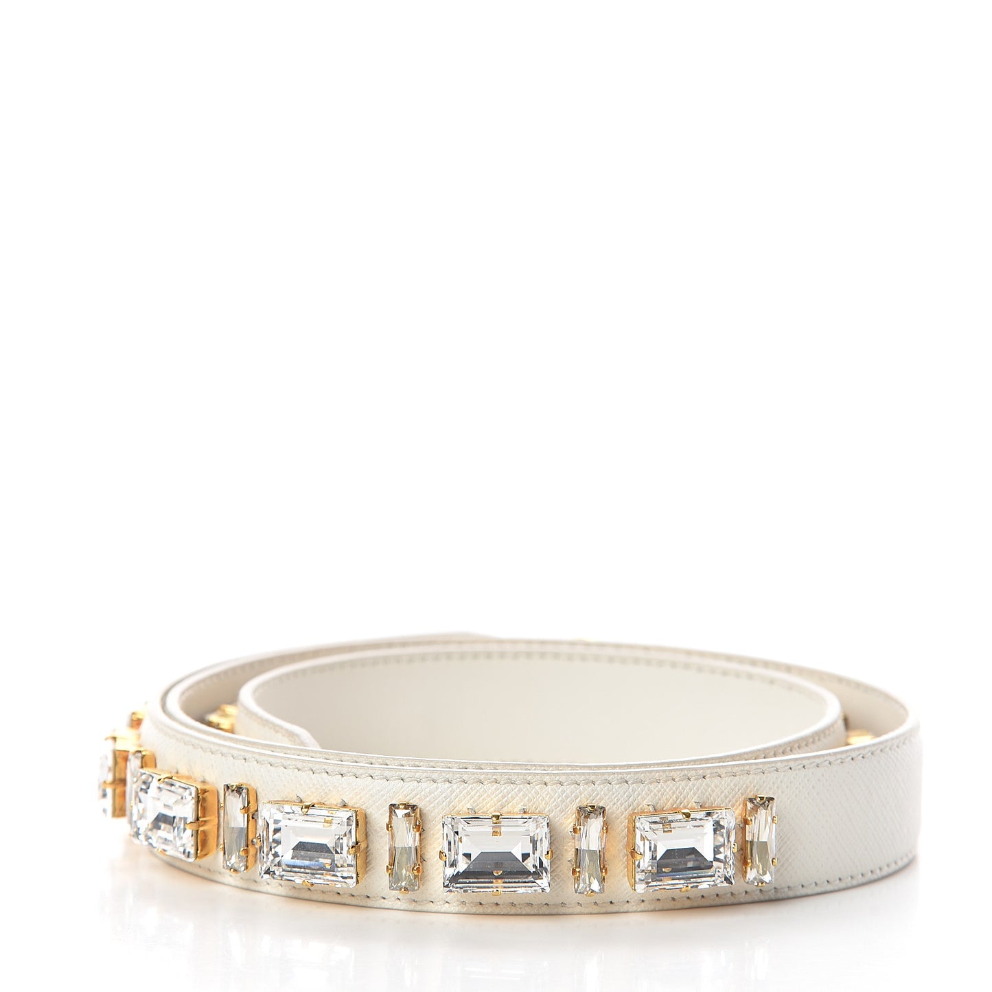 Saffiano Crystal Shoulder Strap White