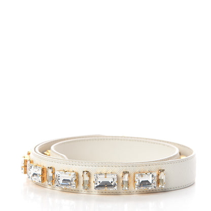 Prada Saffiano Crystal Shoulder Strap White 2 of 3