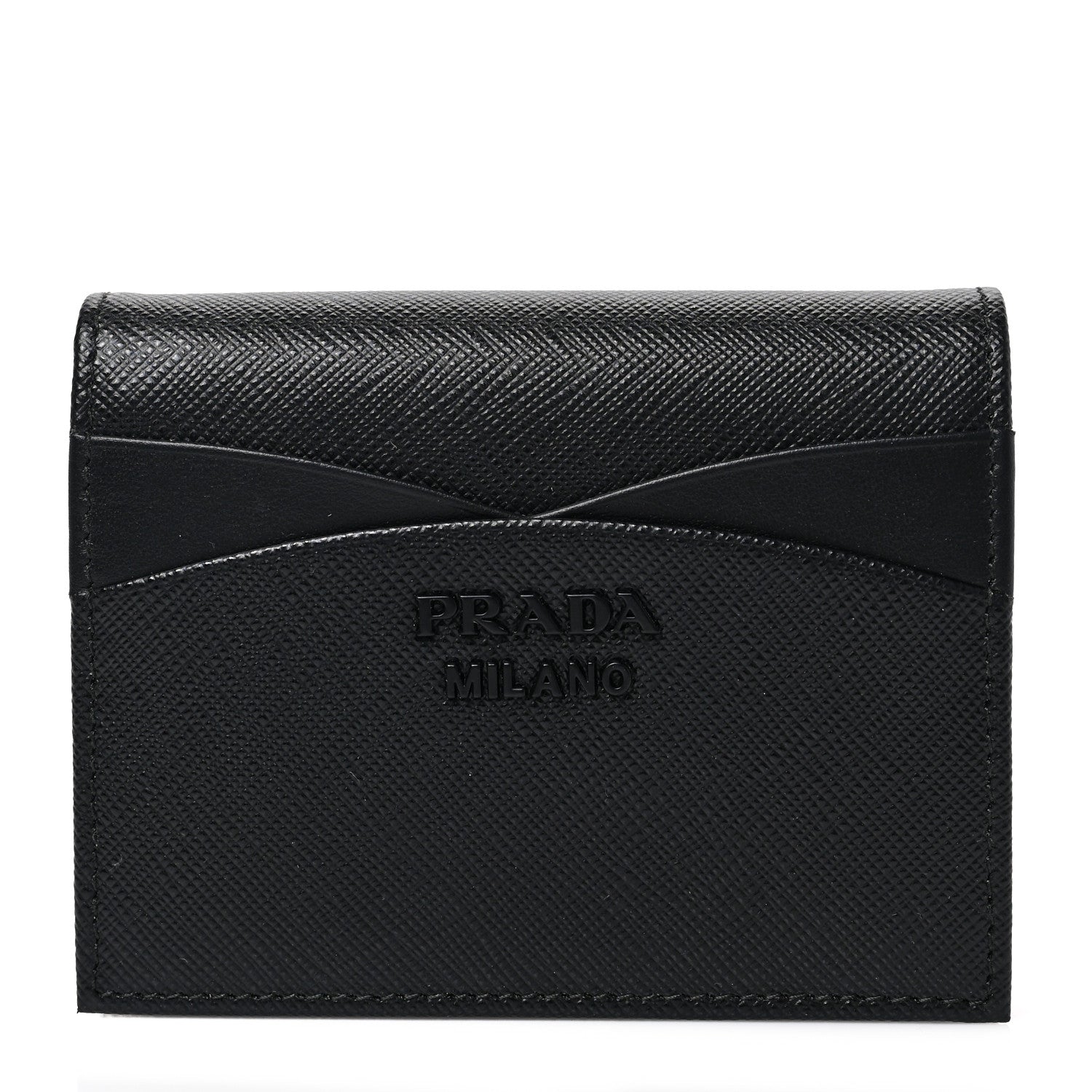 Prada Saffiano Monochrome Compact Wallet Black 1 of 6