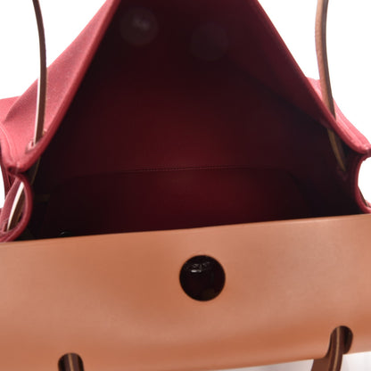 Hermes Vache Hunter Toile Herbag Zip 31 PM Rouge Grenat Natural 6 of 9