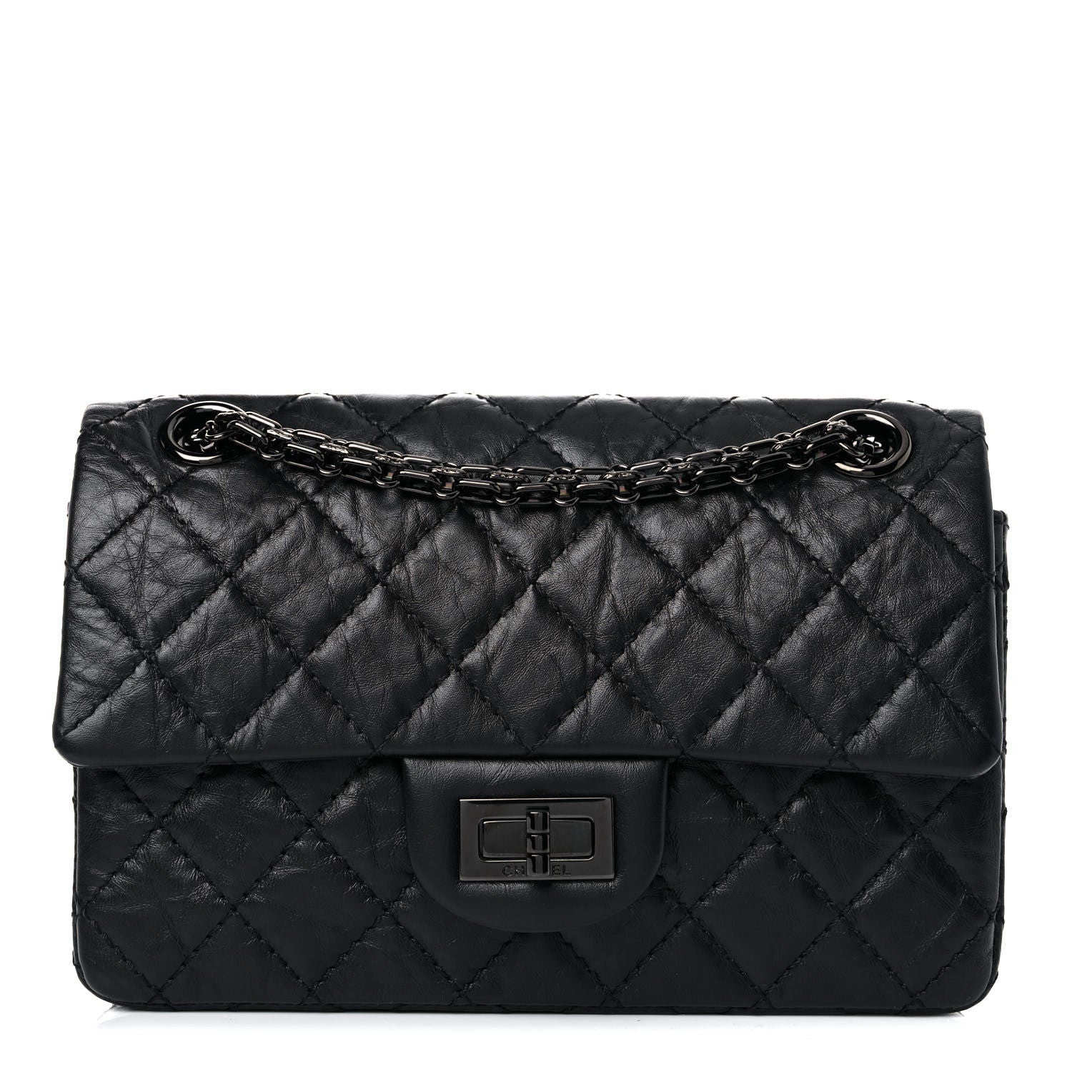 Chanel Aged Calfskin Quilted 2.55 Reissue Mini Flap So Black 1 of 9