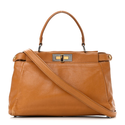 Fendi Goatskin Medium Peekaboo Iconic Satchel Camel 1 of 20