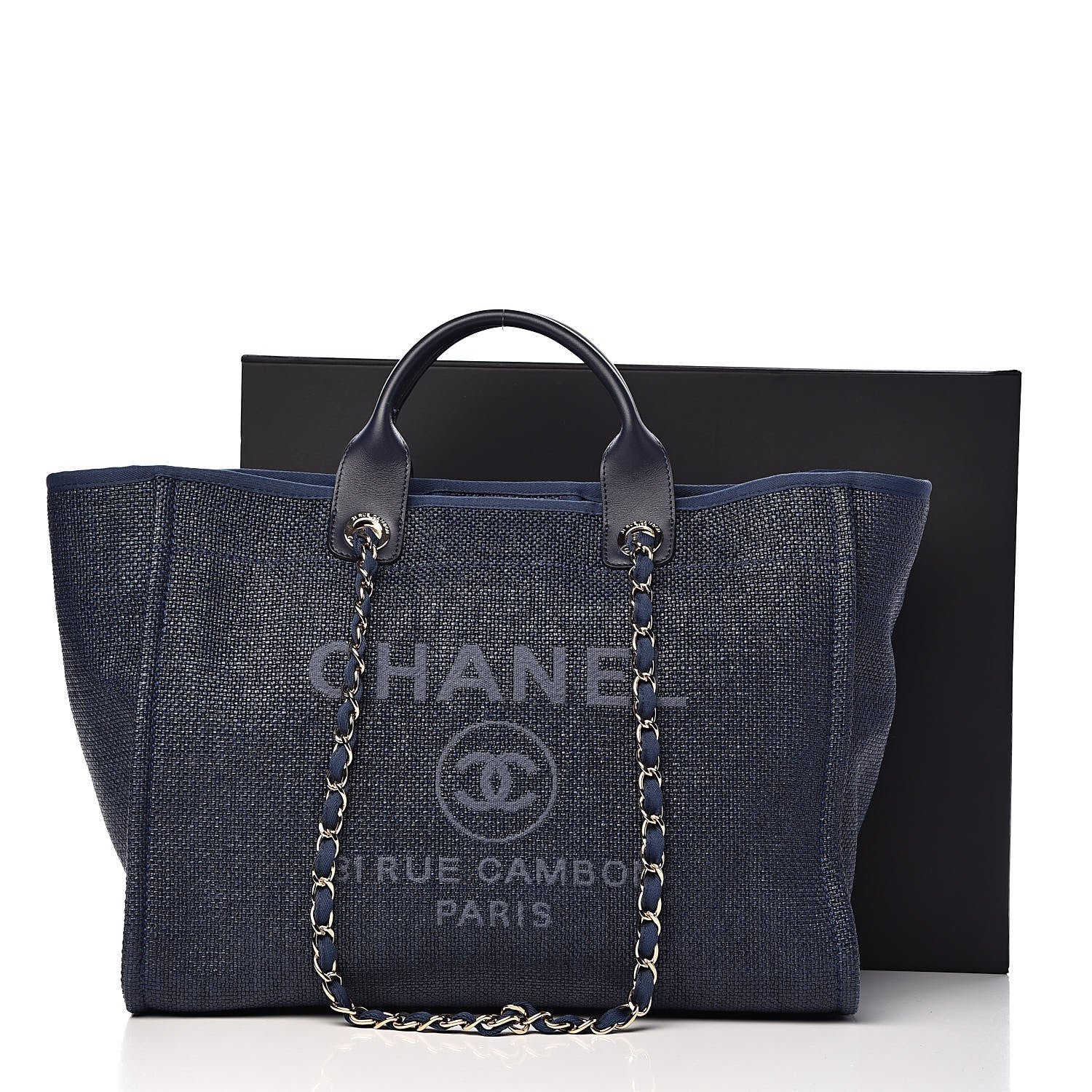 Chanel Woven Straw Raffia Large Deauville Tote Dark Blue 11 of 11