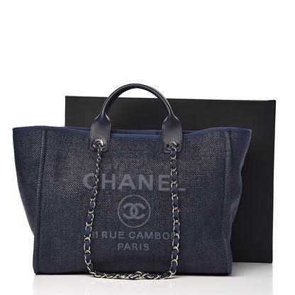 Chanel Woven Straw Raffia Large Deauville Tote Dark Blue 11 of 11