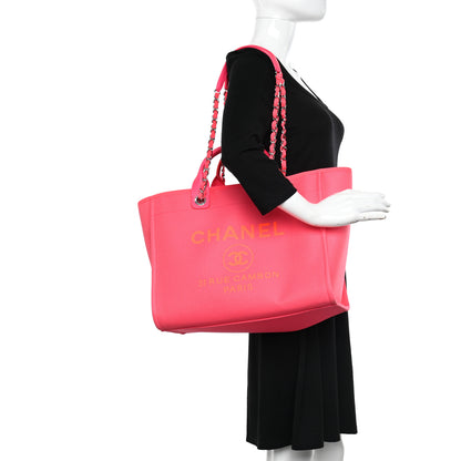 Chanel Mixed Fibers Calfskin Medium Deauville Tote Pink Orange 2 of 12