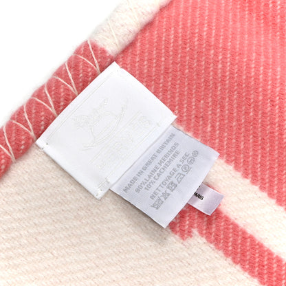 Hermes Wool Cashmere Avalon Baby Blanket Rose Airelle White 3 of 3