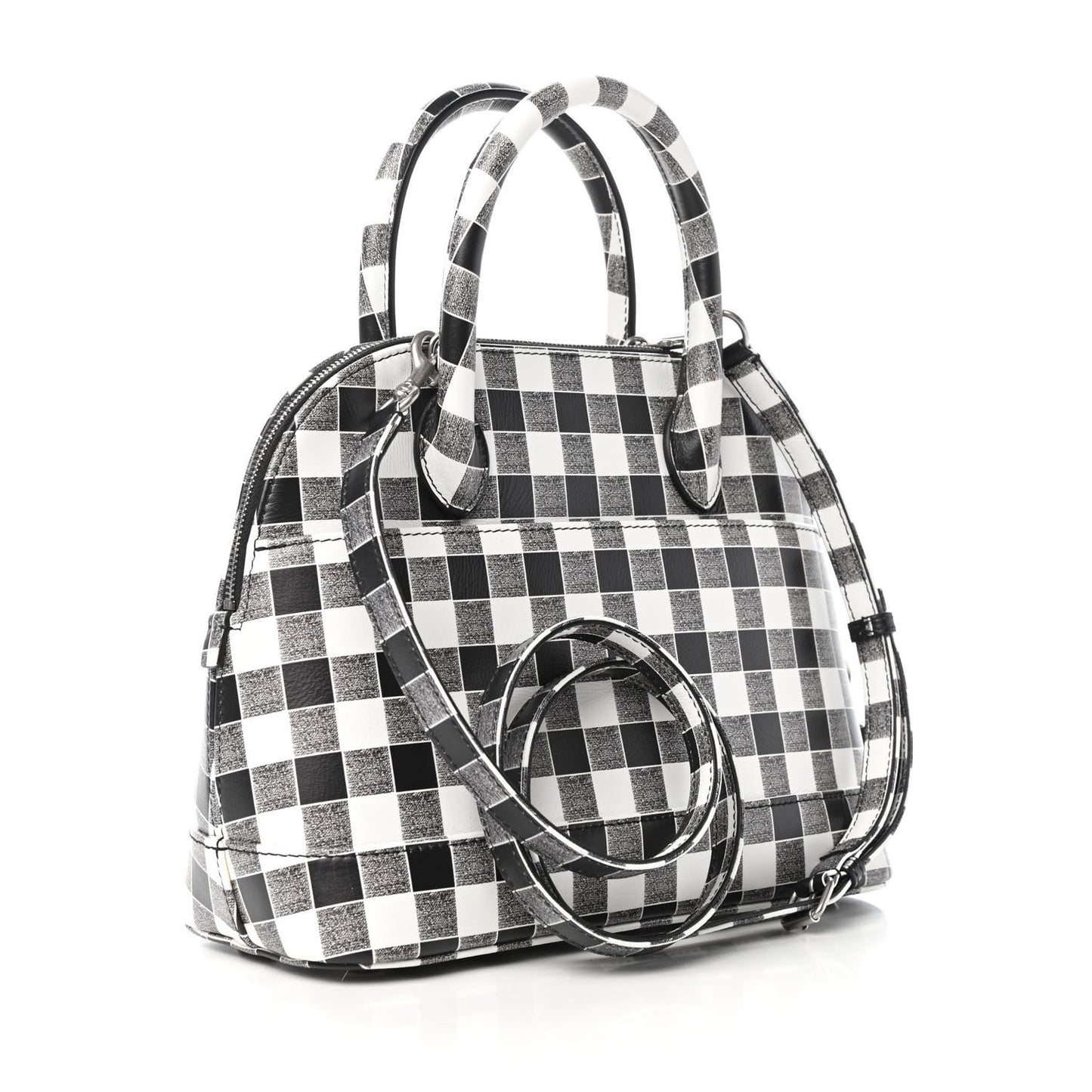 Calfskin Checked S Ville Top Handle Bag Black