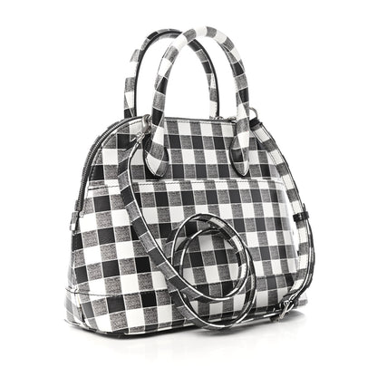 Balenciaga Calfskin Checked S Ville Top Handle Bag Black 4 of 9