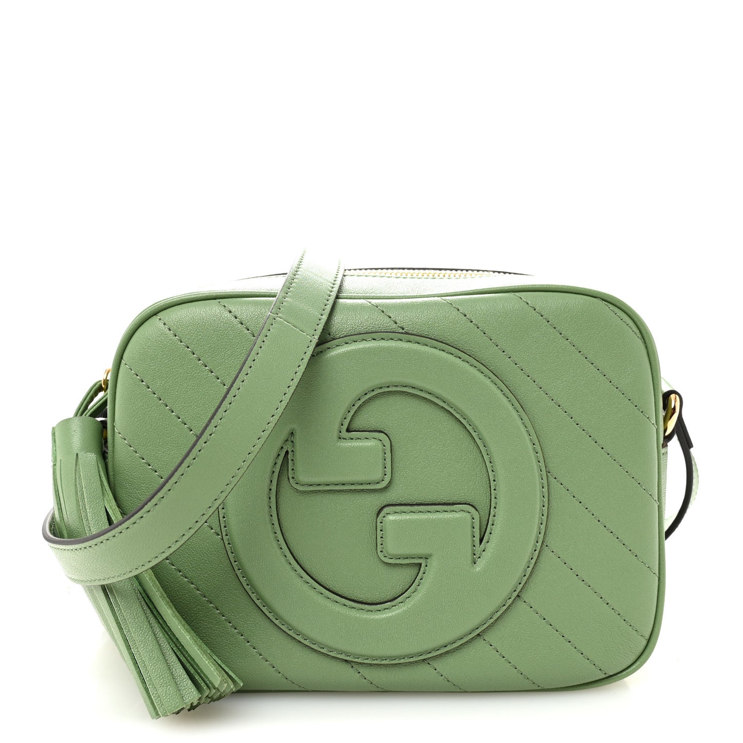 Sakai Be Green Calfskin Diagonal Stitched Small Blondie Shoulder Bag Green Soil Grass Green Soil Grass