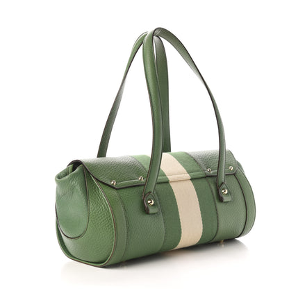 Gucci Calfskin Web Bamboo Bullet Satchel Green 3 of 13