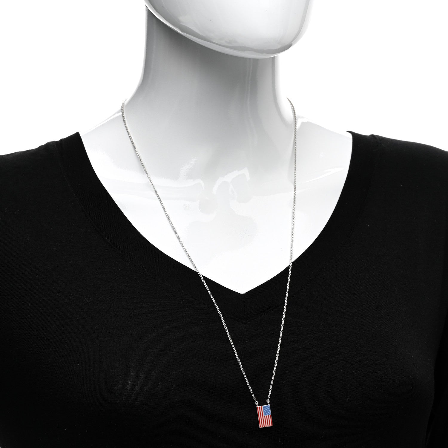 Louis Vuitton Sterling Silver Enamel 2017 America's Cup Necklace 2 of 4