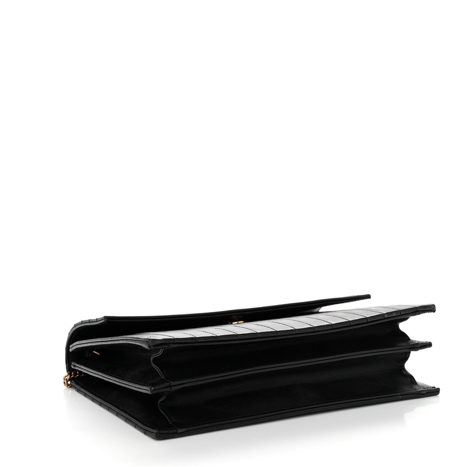 Saint Laurent Calfskin Matelasse Victoire Chain Wallet Black 4 of 9