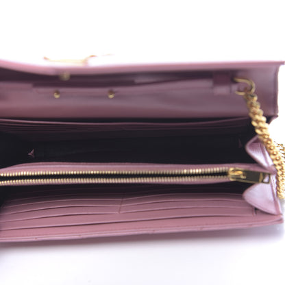 Saint Laurent Grain De Poudre Matelasse Chevron Monogram Chain Wallet Tender Pink 5 of 11