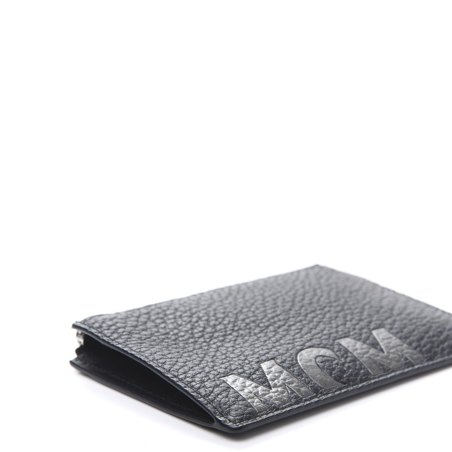 MCM Grained Calfskin Logo Zip Card Case Wallet Black 6 of 9