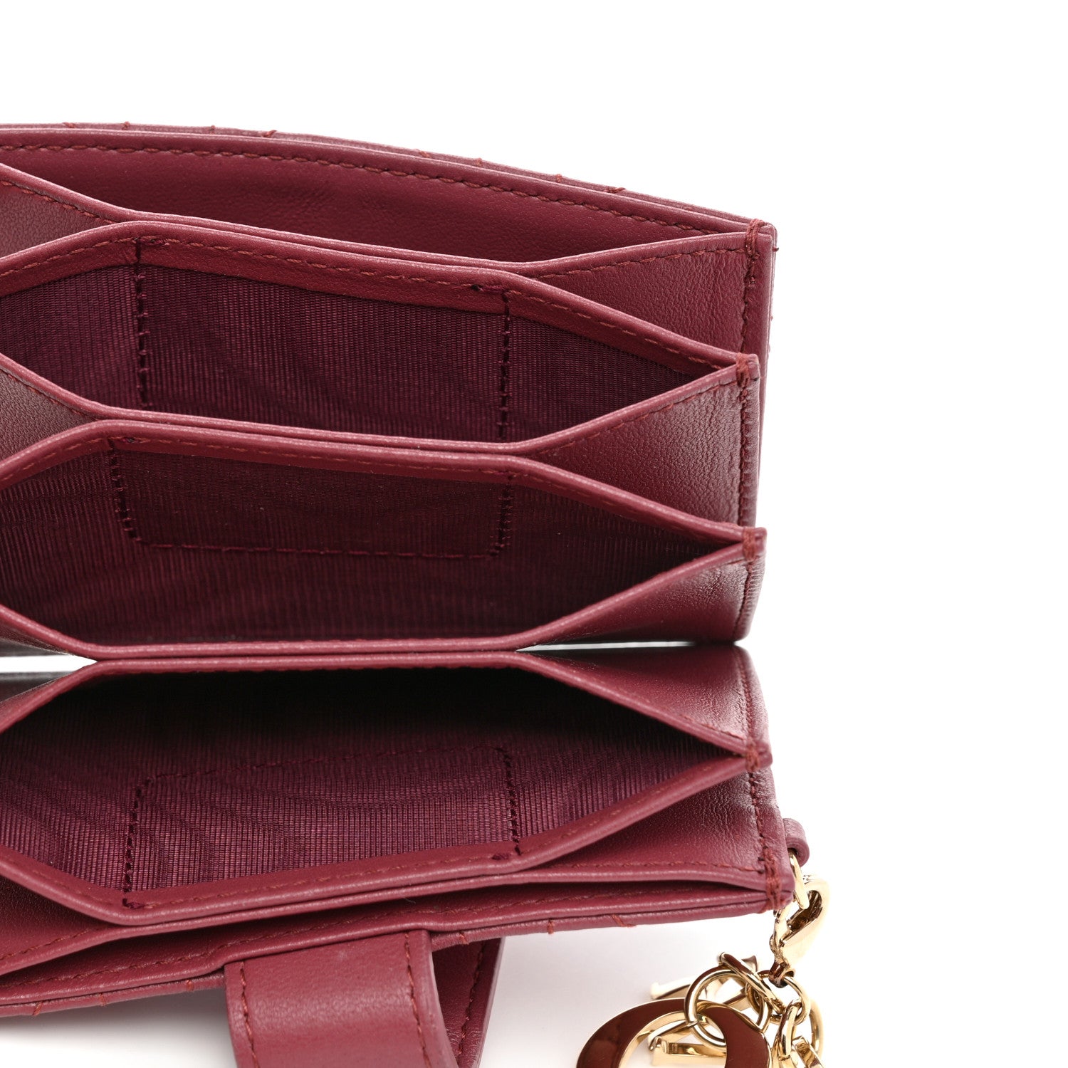 Christian Dior Lambskin Cannage Lady Dior 5-Gusset Card Holder Strawberry Pink 5 of 7