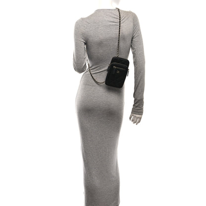 Chanel Caviar Quilted Phone Holder With Chain Black 2 of 10