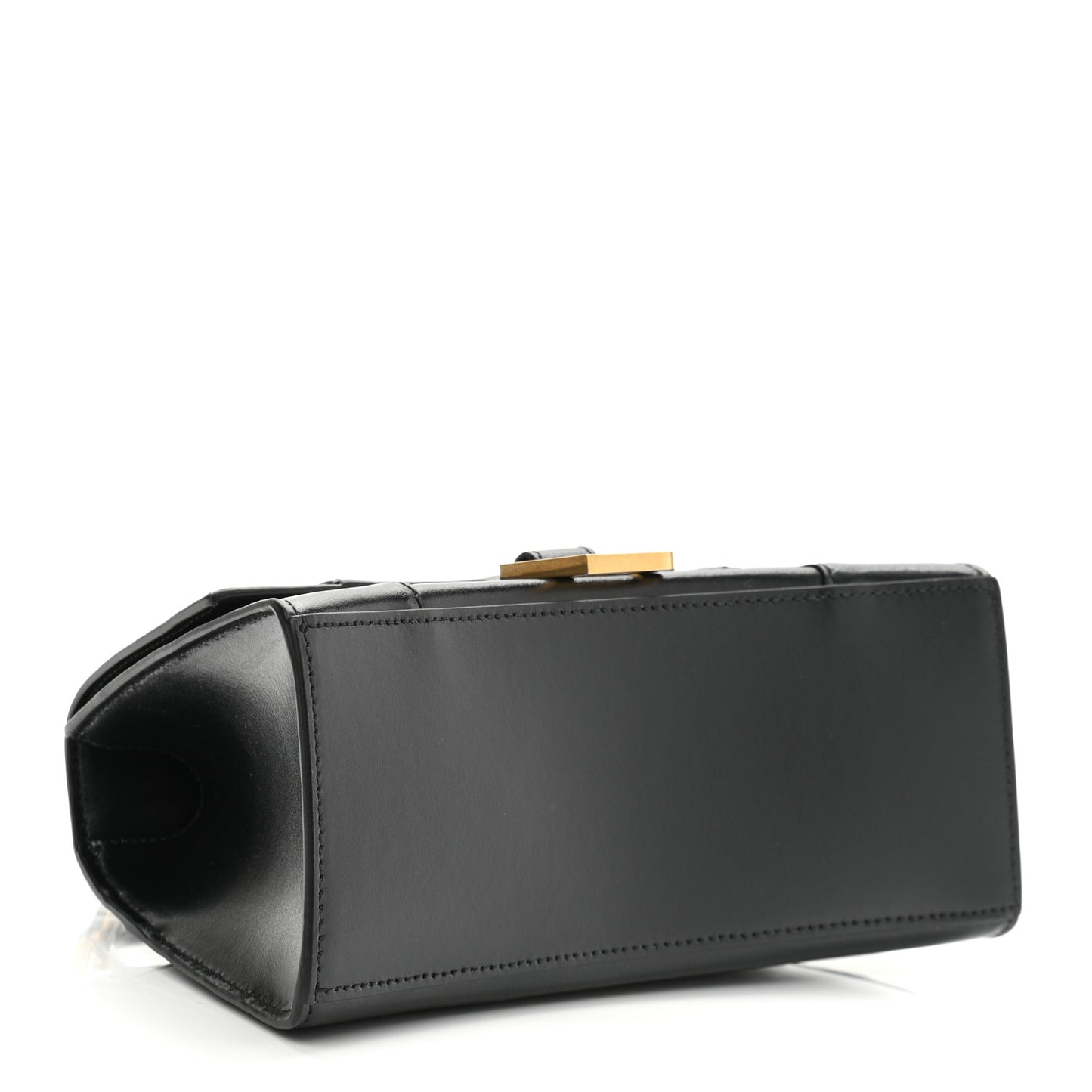 Shiny Box Calfskin Small Hourglass Top Handle Bag Black