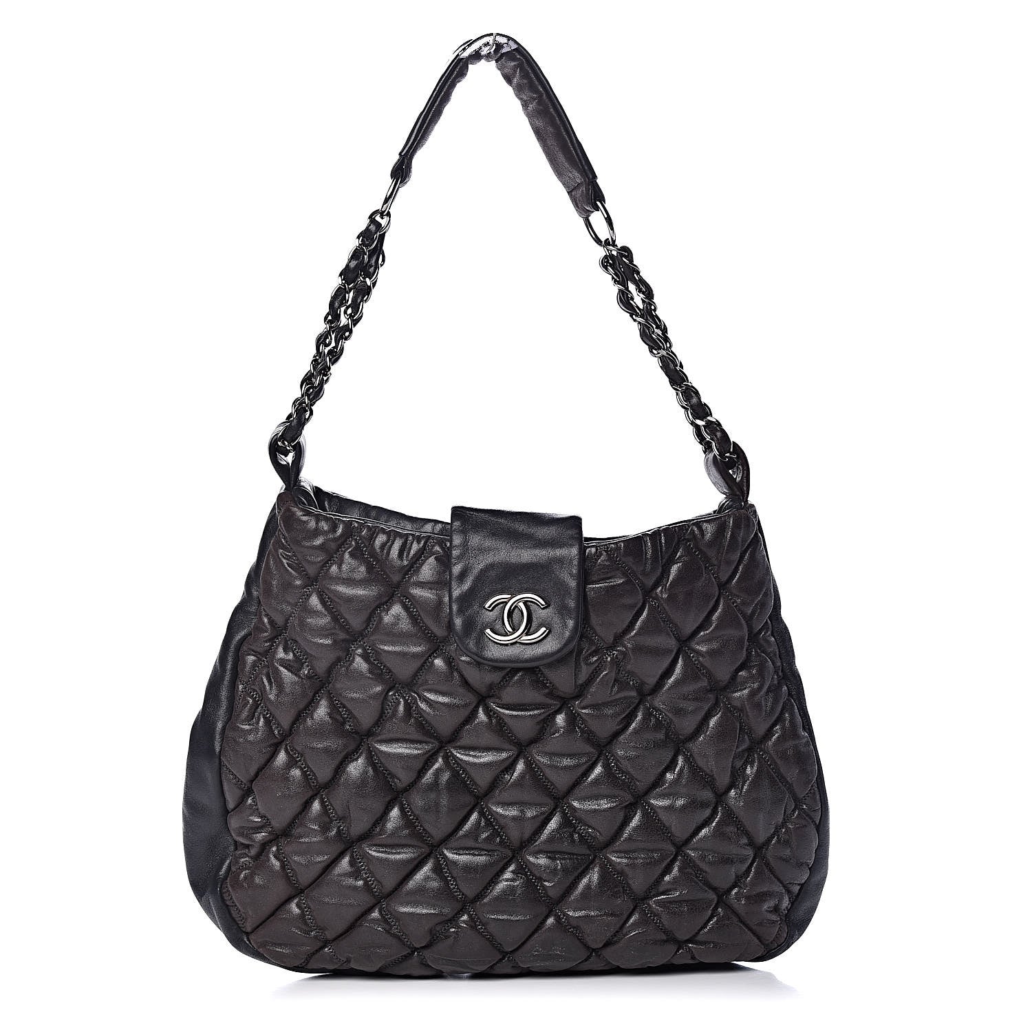 Chanel Iridescent Calfskin Bubble Quilt Hobo Black 1 of 9