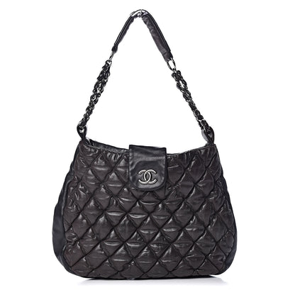 Chanel Iridescent Calfskin Bubble Quilt Hobo Black 1 of 9