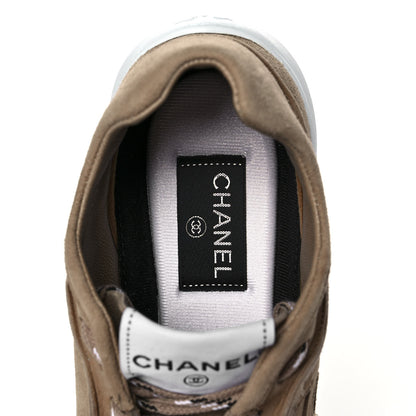 Chanel Suede Goatskin CC Sneakers 38.5 Dark Beige 7 of 9