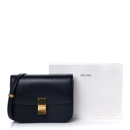 Celine Box Calfskin Medium Classic Box Flap Bag Navy Tan 12 of 12