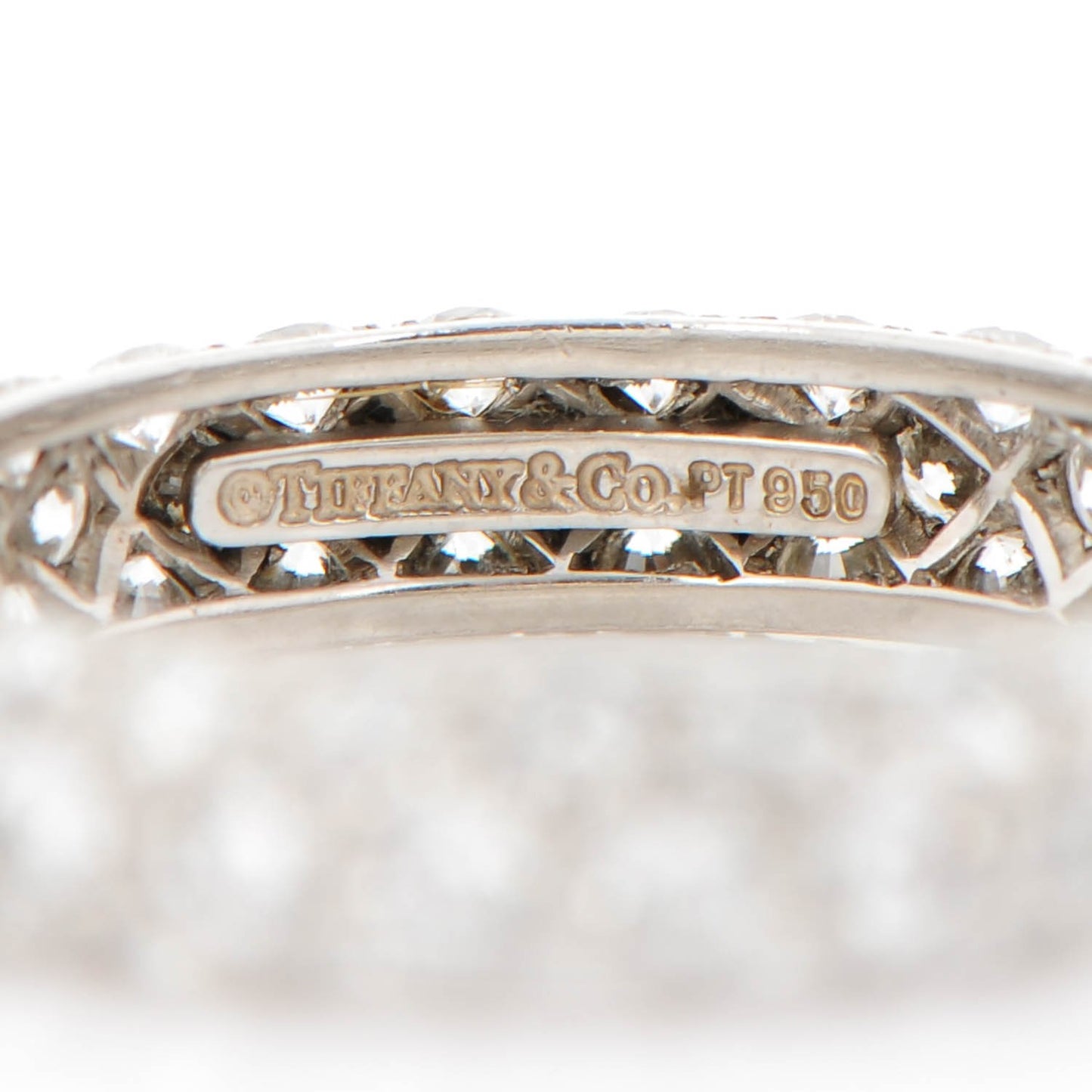 Platinum Diamond Three Row Etoile Band Ring 4.25