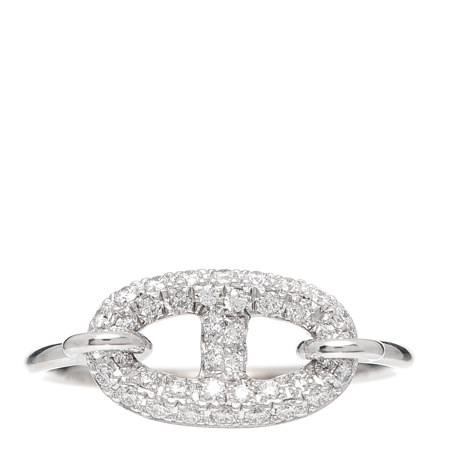 Hermes 18K White Gold Diamond Farandole Ring 52 6 1 of 5