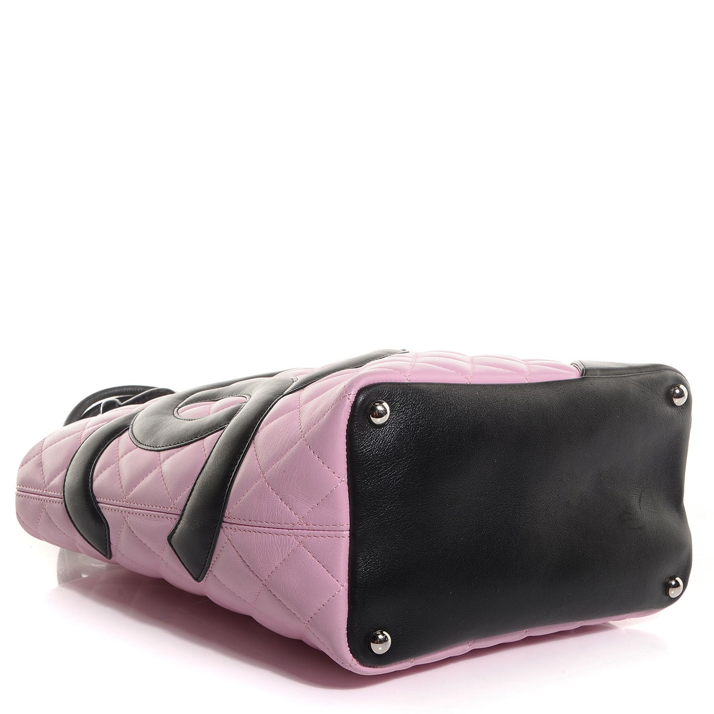 Calfskin Quilted Medium Cambon Tote Pink Black