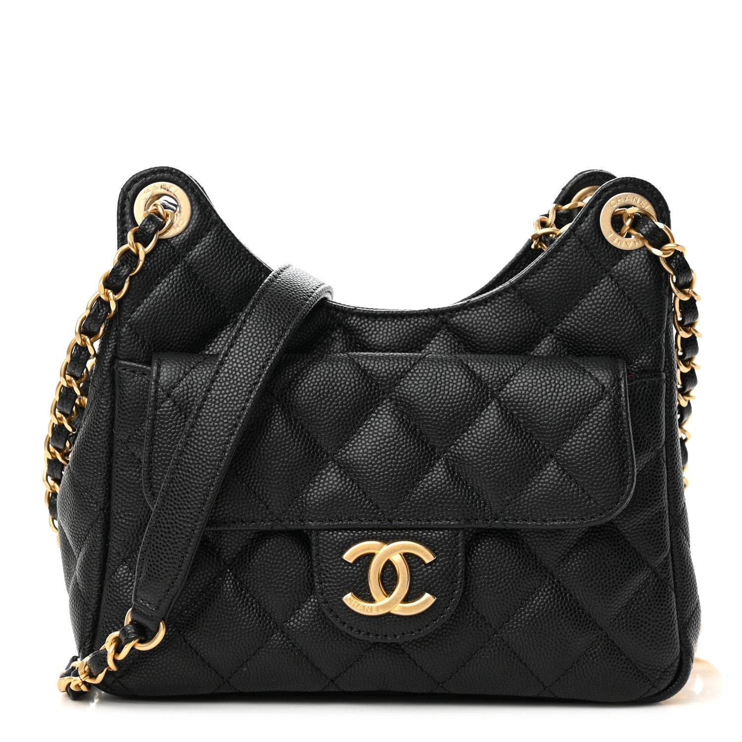 Chanel Caviar Quilted Small Wavy CC Hobo Black 1 of 12
