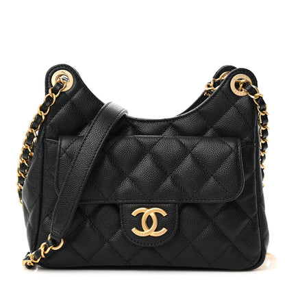 Chanel Caviar Quilted Small Wavy CC Hobo Black 1 of 12