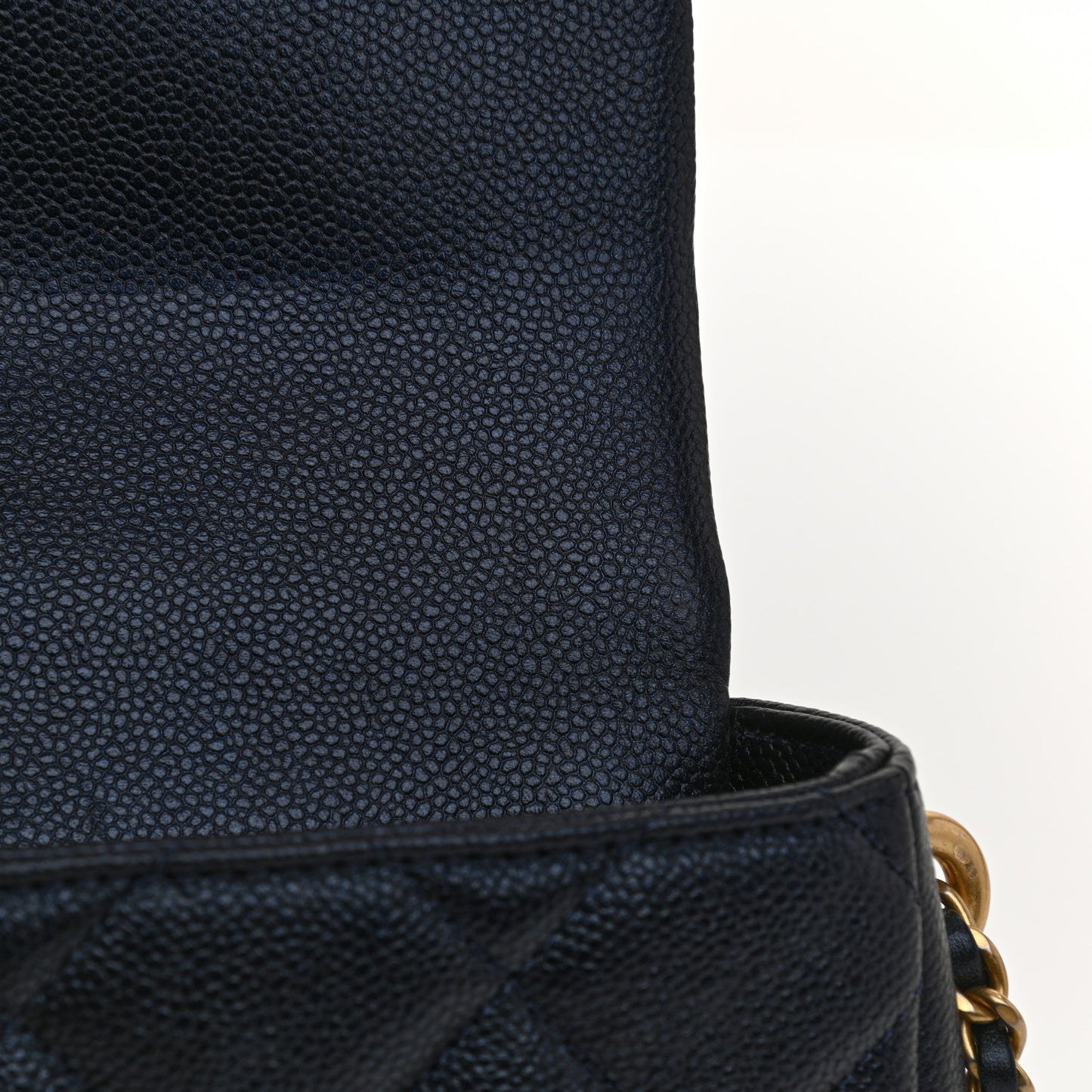 Iridescent Caviar Quilted Mini My Perfect Flap Dark Blue