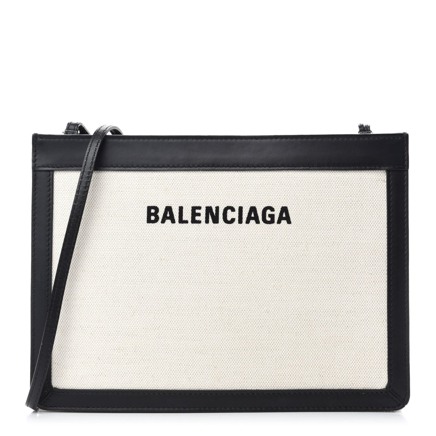 Cotton Canvas Pochette Crossbody Bag Black