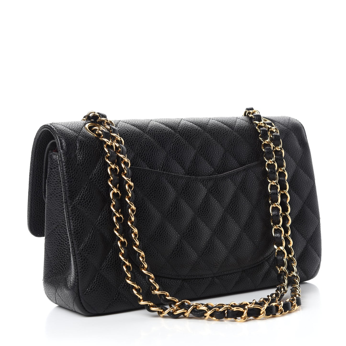Caviar Quilted Medium Double Flap Black