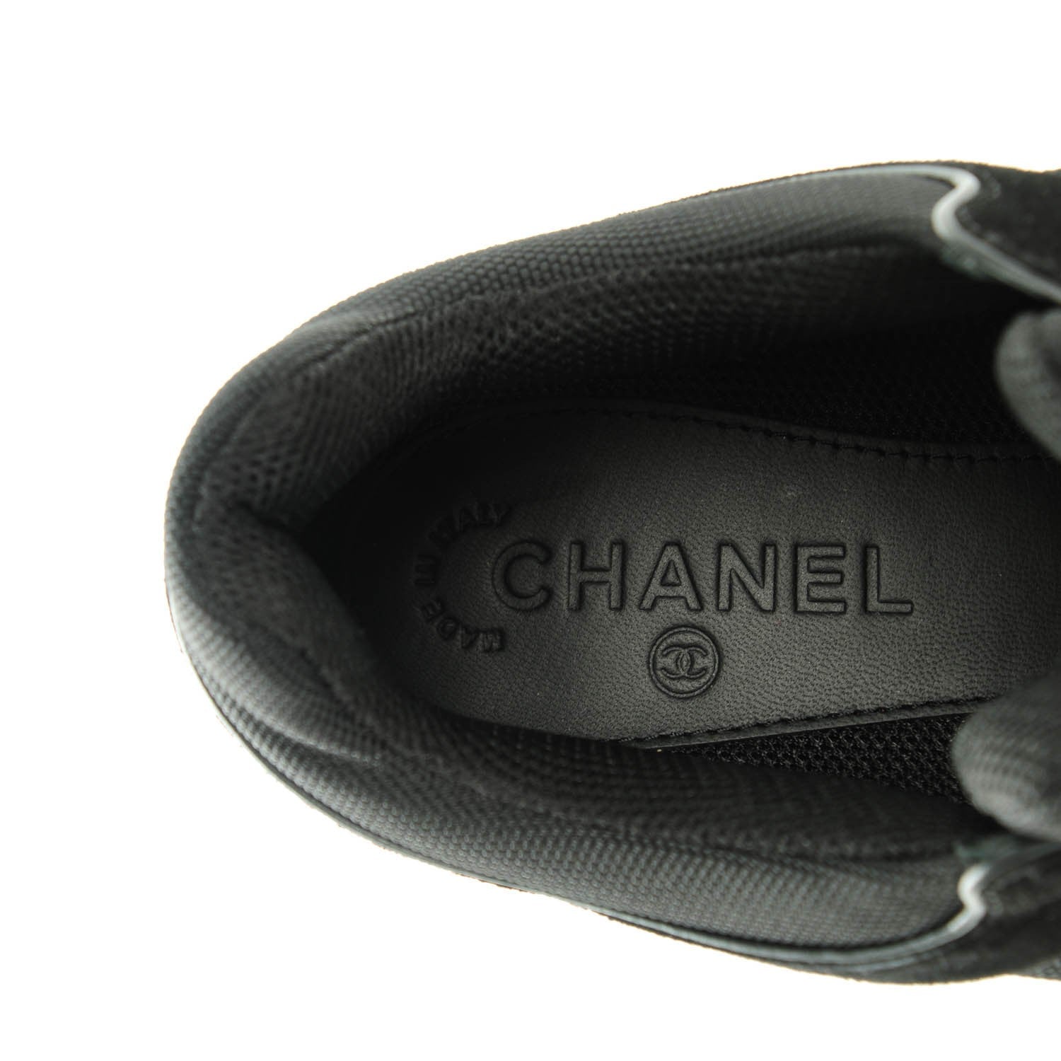 Chanel Suede Calfskin CC Sneakers 40 Black 6 of 7