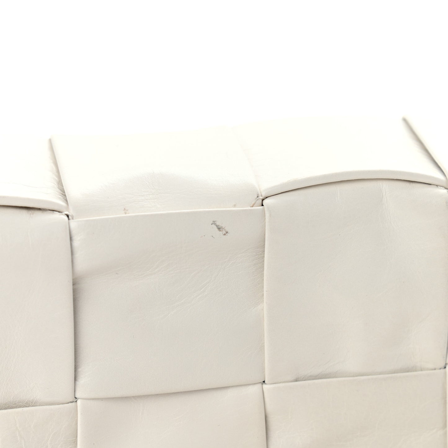 Lambskin Maxi Intrecciato Cassette Crossbody Bag White