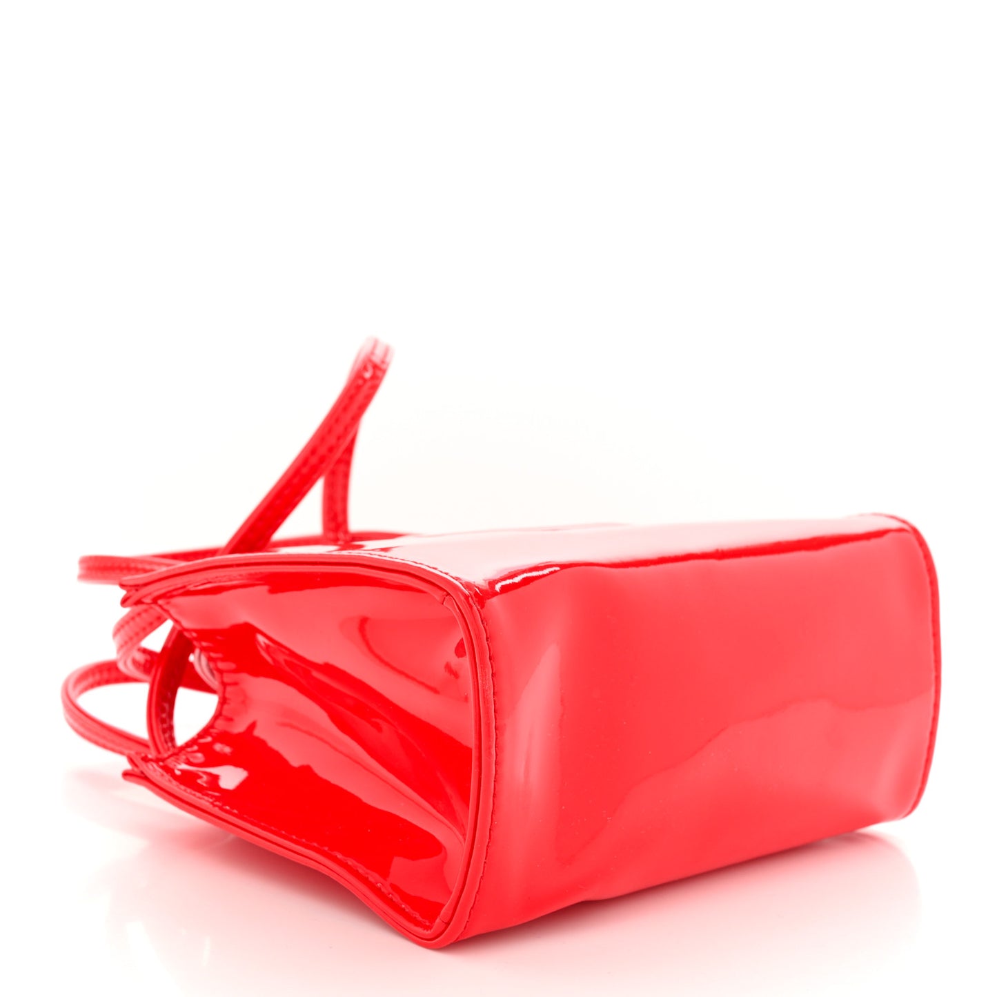 Patent Vegan Leather Small Shopping Bag Red